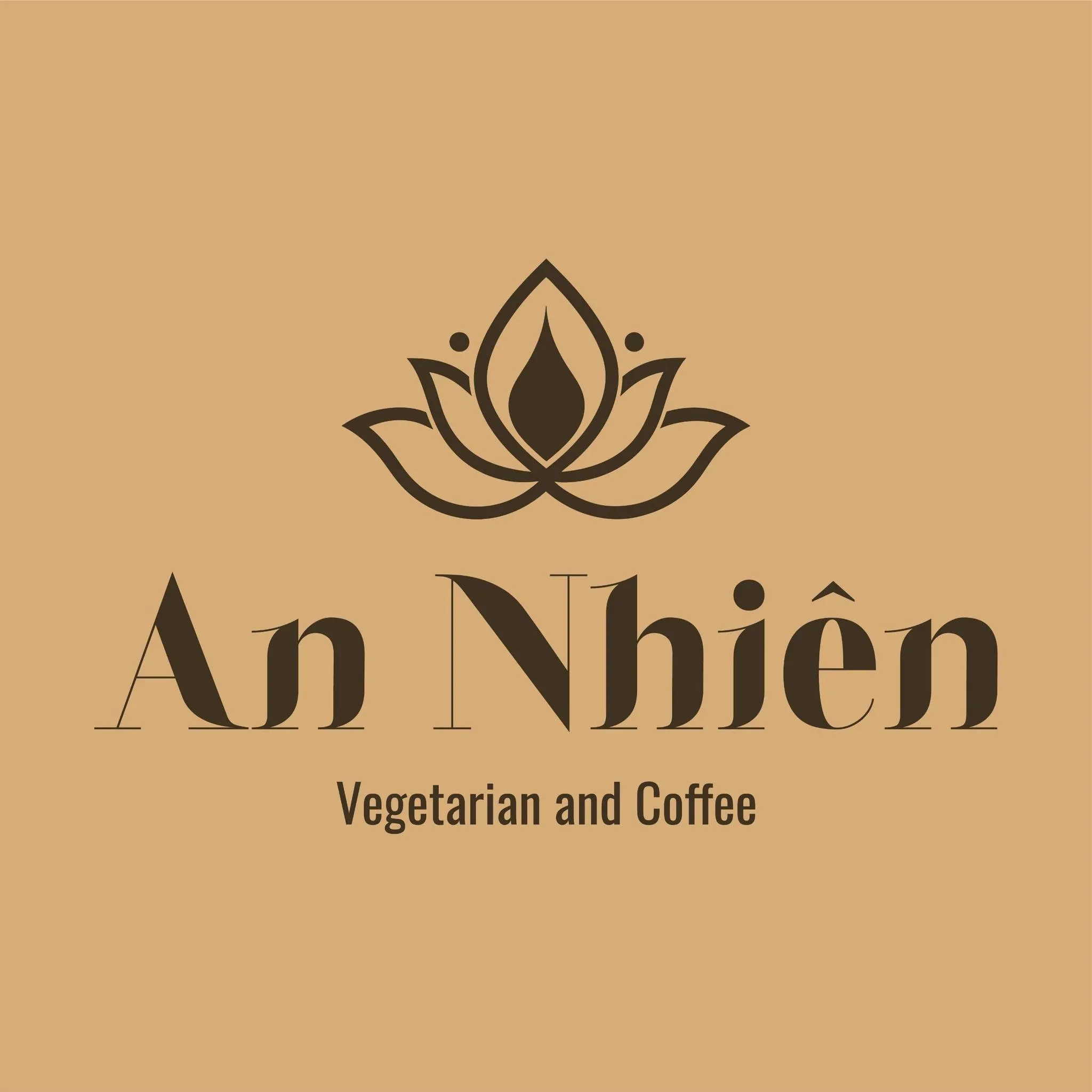 Lotus-flower mark above "An Nhiên" serif wordmark — Vegetarian & Coffee brand